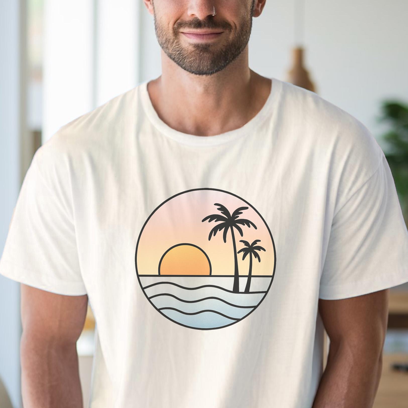Sunset Palm Trees Beach Graphic T Shirt Summer Vacation Tee - Etsy