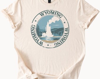 Wyoming Graphic T Shirt Old Faithful Geyser Yellowstone National Park Nature Scene Outdoors Western Landscape Tee Shirt