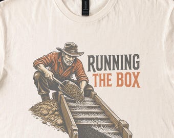 Running the Box Sluice Man Shoveling Gravel Long Sleeve Tee