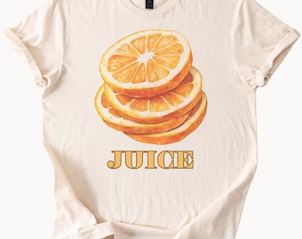 Camiseta gráfica de jugo de rodaja de naranja Camiseta de frutas cítricas Top de moda de verano