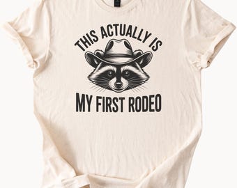 Cowboy wasbeer rodeoshirt dit is eigenlijk mijn eerste rodeo grappige grafische dieren T-shirt western country shirt leuk cadeau-idee