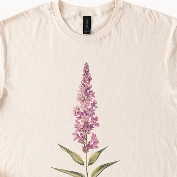 Wild Purple Flower Botanical Art Graphic T Shirt Nature Floral Tee