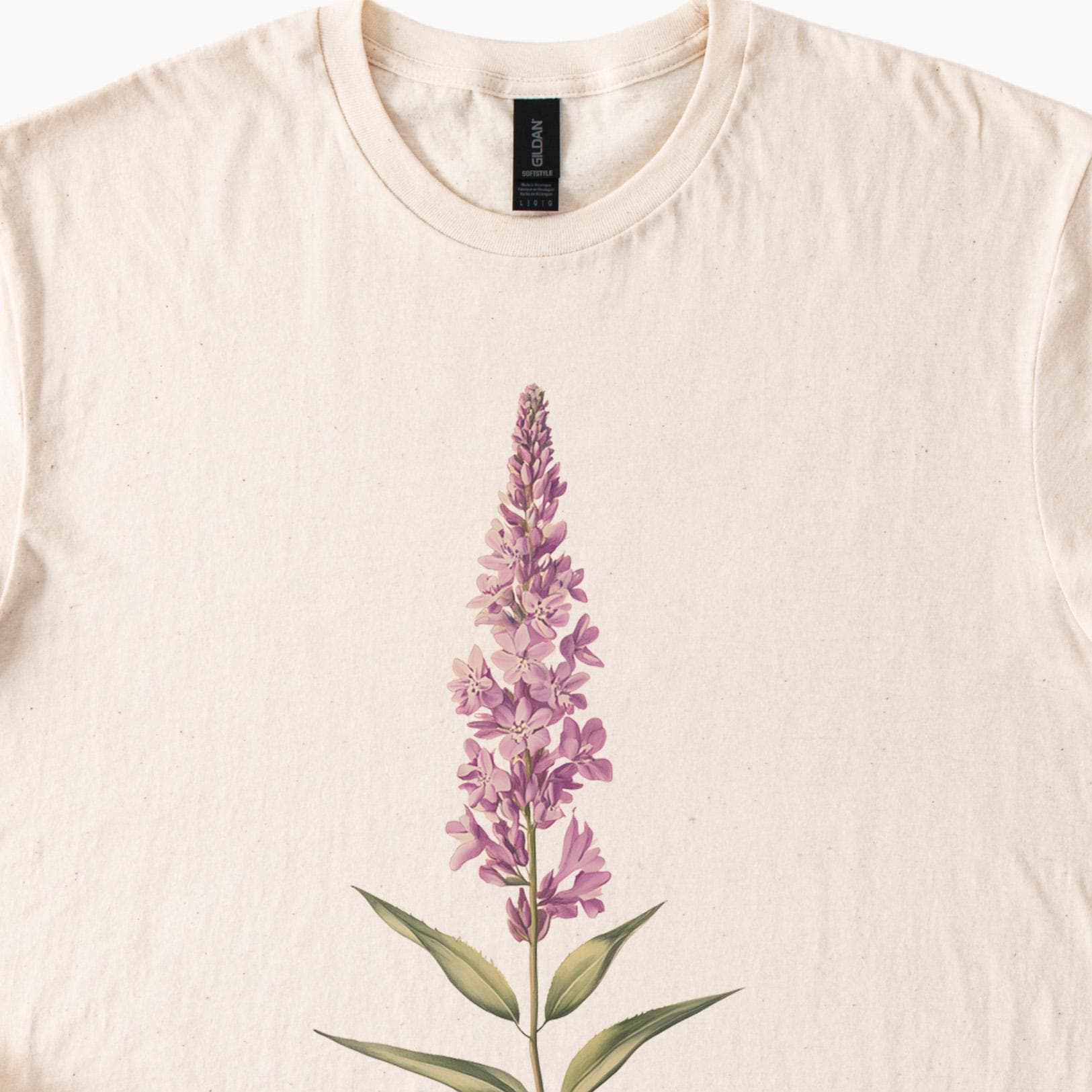 Wild Purple Flower Botanical Art Graphic T Shirt Nature Floral Tee