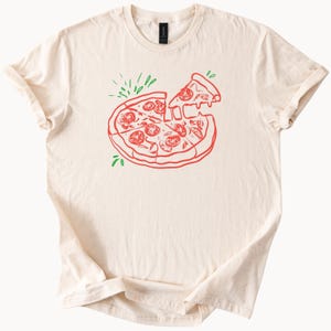 Pepperoni Pizza Slice Graphic T Shirt Fun Food Lover Tee Hand Drawn Pizza Art Casual Pizza Party Shirt Unique Pizza Gift Shirt