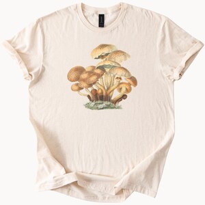 Pilz-Cluster-Grafik-T-Shirt Botanische Pilz-Natur-Illustrations-Waldpilz-Kunst-T-Stück ästhetischer Pilz-Liebhaber-Geschenk-Hemd
