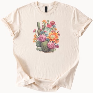 Desert Blooms TShirt Floral Cactus Graphic Tee Botanical Shirt