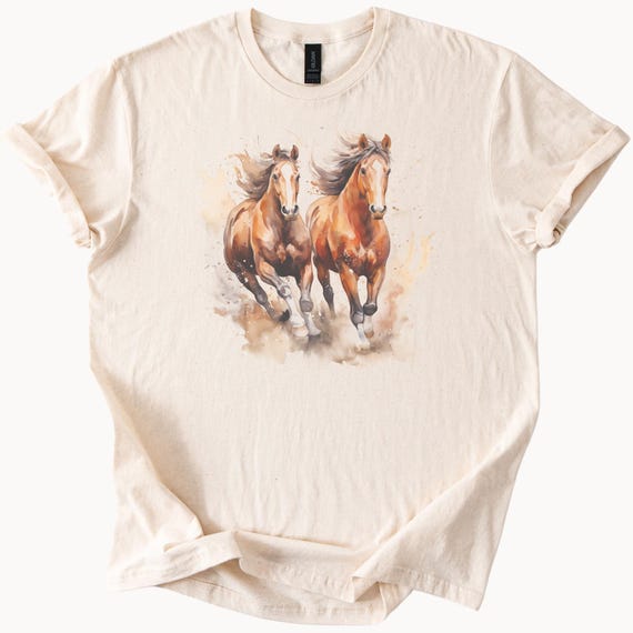 Running Horses Tshirt Wild and Free Graphic Tee Unisex Horse Lover
