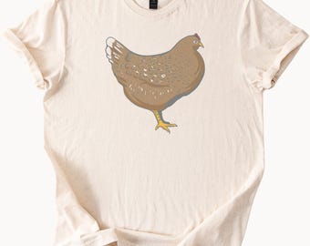 Niedliches braunes Henne-Grafik-T-Shirt Bauernhof-Tierliebhaber-Geschenk Huhn-Illustrations-T-Stück Landhaus-Art-lässiges Hemd für Huhn-Enthusiasten