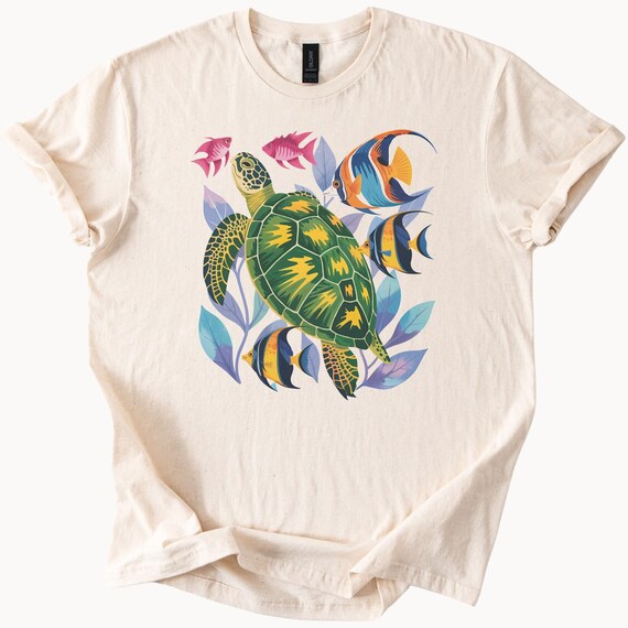 Sea Turtle Reef T Shirt Ocean Life Graphic Tee Marine Animals Beach Lover Gift Idea Coastal Style Shirt