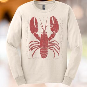 Lobster Shirt Long Sleeve Natural Cotton Shirt Ocean Beach Theme Unisex