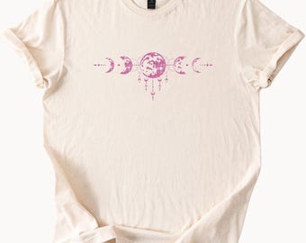 Moon Phases TShirt Celestial Graphic Tee Witchy Boho Top