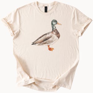 Mallard Duck Watercolor Graphic T Shirt Nature Animal Bird Art Tee Unique Wildlife Lover Shirt Hand Painted Duck Shirt Gift for Her Him