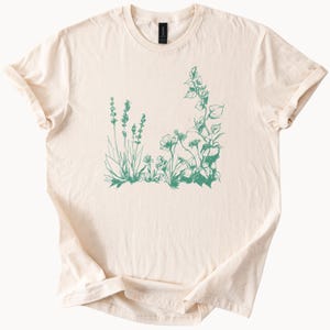 Elegant Floral Sketch TShirt Botanical Garden Tee Nature Lover Gift Plant Art Shirt