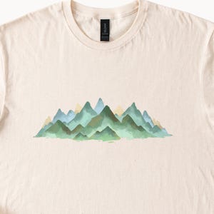 Watercolor Mountain T Shirt Nature Inspired Graphic Tee Hiking Outdoors Shirt Scenic Landscape Top