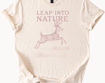 Leaping Deer Nature T Shirt Wildlife Graphic Tee Outdoorsy Gift For Him Her Animal Lover Shirt