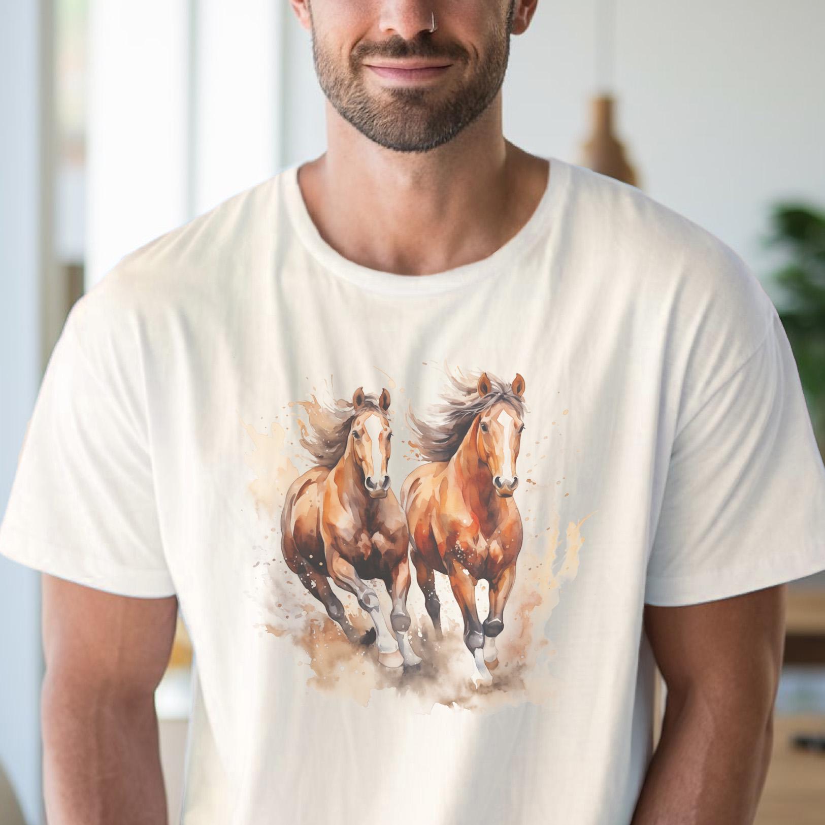 Running Horses Tshirt Wild and Free Graphic Tee Unisex Horse Lover