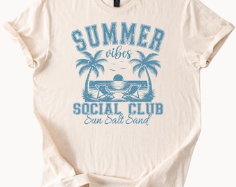 Summer Vibes Beach Club Graphic Tee Sun Salt Sand T-Shirt