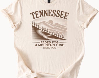 Tennessee Mountain Graphic T Shirt Faded Fog Forest Road Scenic