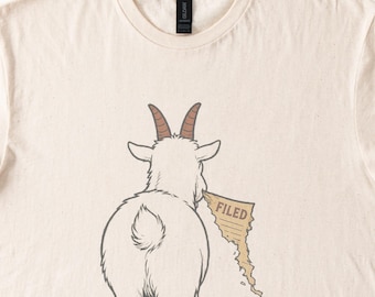 Goat Eating Files Cartoon Tee