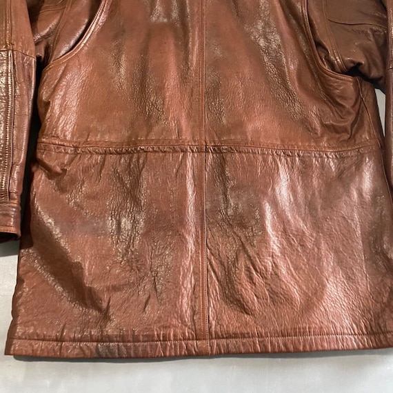 Vintage Leather coat Adult Size XL brown buttery … - image 8