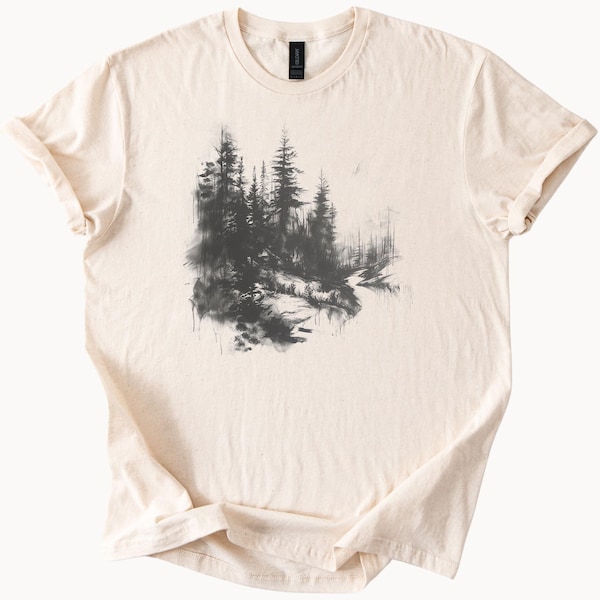 Ethereal Forest Graphic Tee Misty Woods Unisex T shirt Nature Lover Gift Soft Style Top