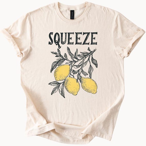Squeeze Lemon Graphic Tee, Vintage Inspired Lemon T-Shirt, Summer Lemon Top, Cute Lemon Shirt, Casual Lemon Graphic Tee