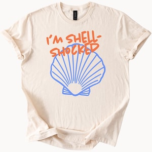 Rolig snäckskalsskjorta för hav och strand, sommar, kust, estetisk mjuk bomulls-T-shirt, gåva för henne eller honom