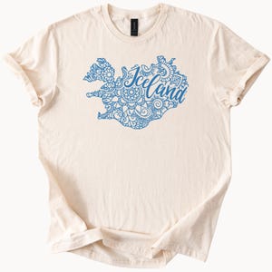 Island Karte Grafik T Shirt Mandala Blumenmuster Isländisch Reise Souvenir Natur inspiriert Shirt Island Geschenk Shirt Island Liebhaber T-Shirt