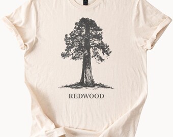 Koszulka z grafiką Redwood Tree Nature Art Forest Illustration