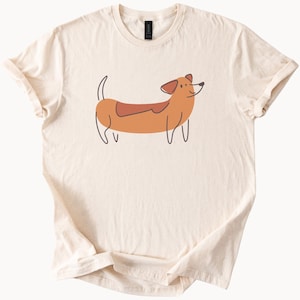 Cute Cartoon Dachshund Dog Graphic T Shirt Funny Sausage Dog Drawing Tee Gift for Dog Lovers Animal Art Shirt Casual Dog Owner Top