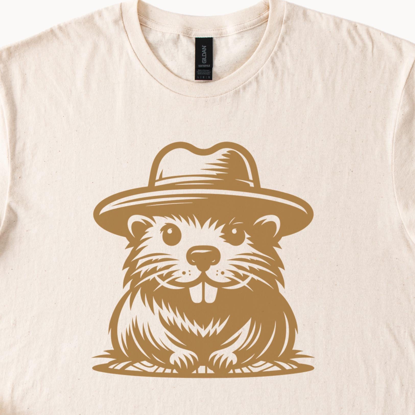 Cute Beaver Wearing Ranger Hat Graphic Tee Funny Woodland Animal Shirt ...