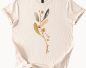 Minimalist Watercolor Botanical T Shirt Hand Painted Abstract Floral Branch Art Tee Nature Inspired Earthy Neutral Plant Graphic Shirt
