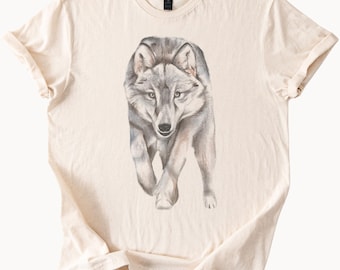 Wolf animal graphic shirt running realistic wild grey wolf print nature wildlife tee animal lover gift cool outdoor t shirt
