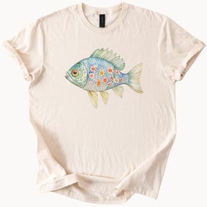 Floral Fish Graphic Tee Whimsical Aquatic Shirt Nature Lover Gift Ocean Art Top Unique Fish Design Tshirt