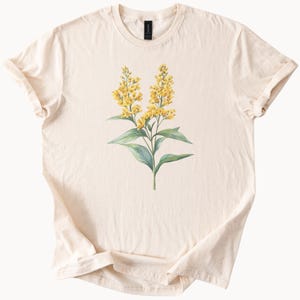 Yellow Wildflower Botanical Graphic Tee Nature Floral Art Shirt Plant Lover Gift Watercolor Flower T Shirt Aesthetic Summer Top