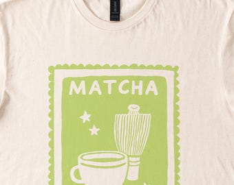 抹茶モーニング グラフィックTシャツ レトロ ライムグリーン 手描き風T