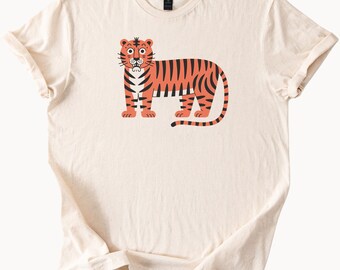 Cartoon Tiger TShirt Cute Animal Graphic Tee Unisex Fashion Top