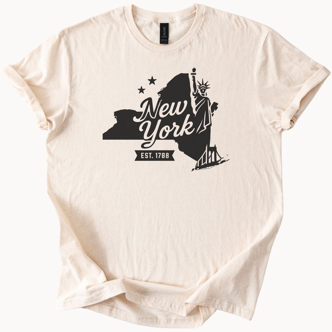 New York State Graphic T Shirt Statue of Liberty Outline New York