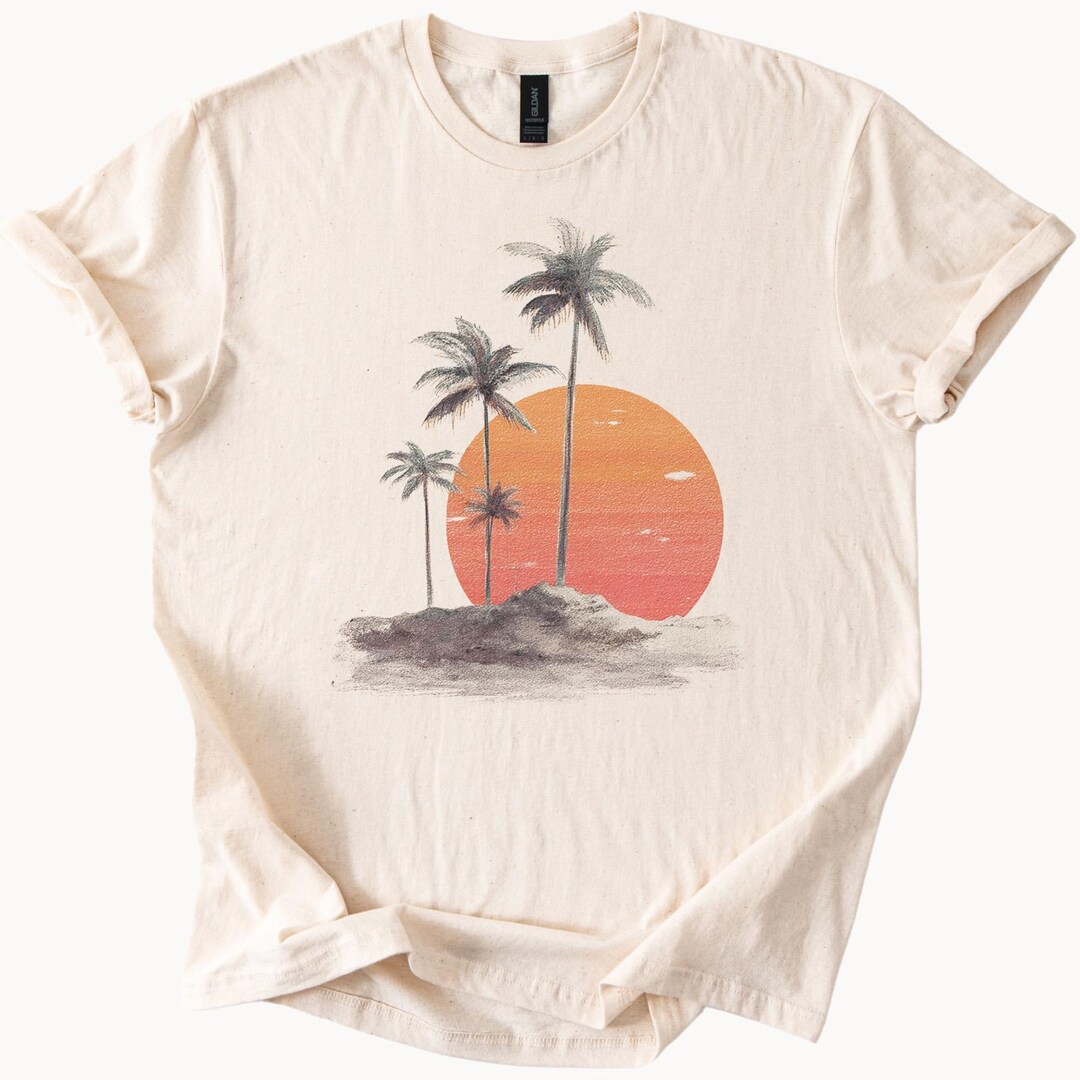 Palm Tree Sunset T Shirt Tropical Beach Graphic Tee Vacation Vibes ...