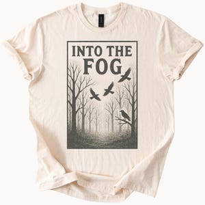 Into The Fog T Shirt Misty Forest Birds Graphic Tee Nature Lover Shirt