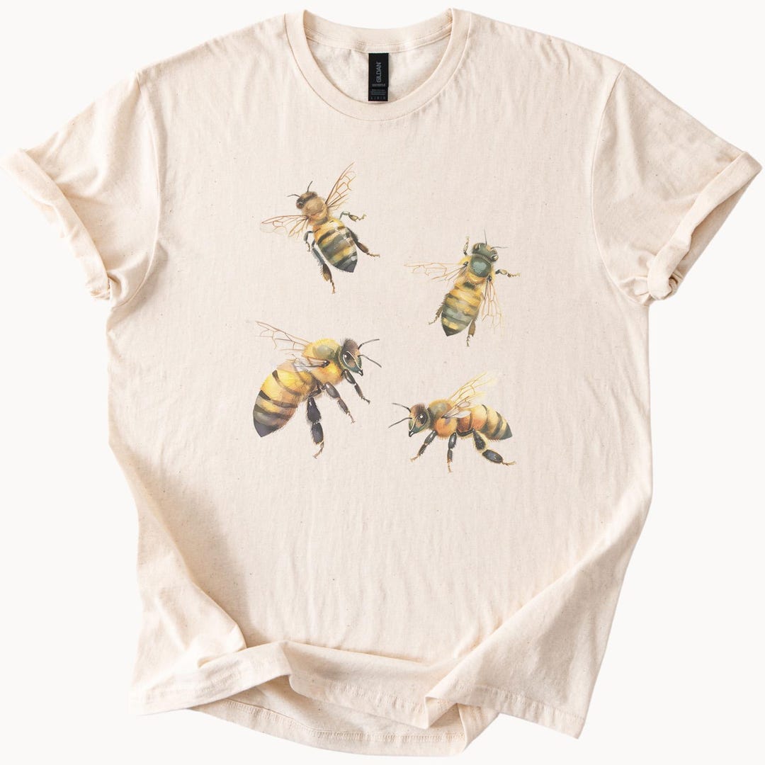 Honey Bee Illustration Shirt Realistic Flying Bee Graphic Tee