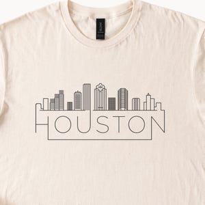 Houston Skyline Umriss Grafik-T-Shirt Minimalistisches Stadtbild Urbanes Texas T-Shirt Moderne Linie Kunst Architektur Shirt Houston Texas Geschenk