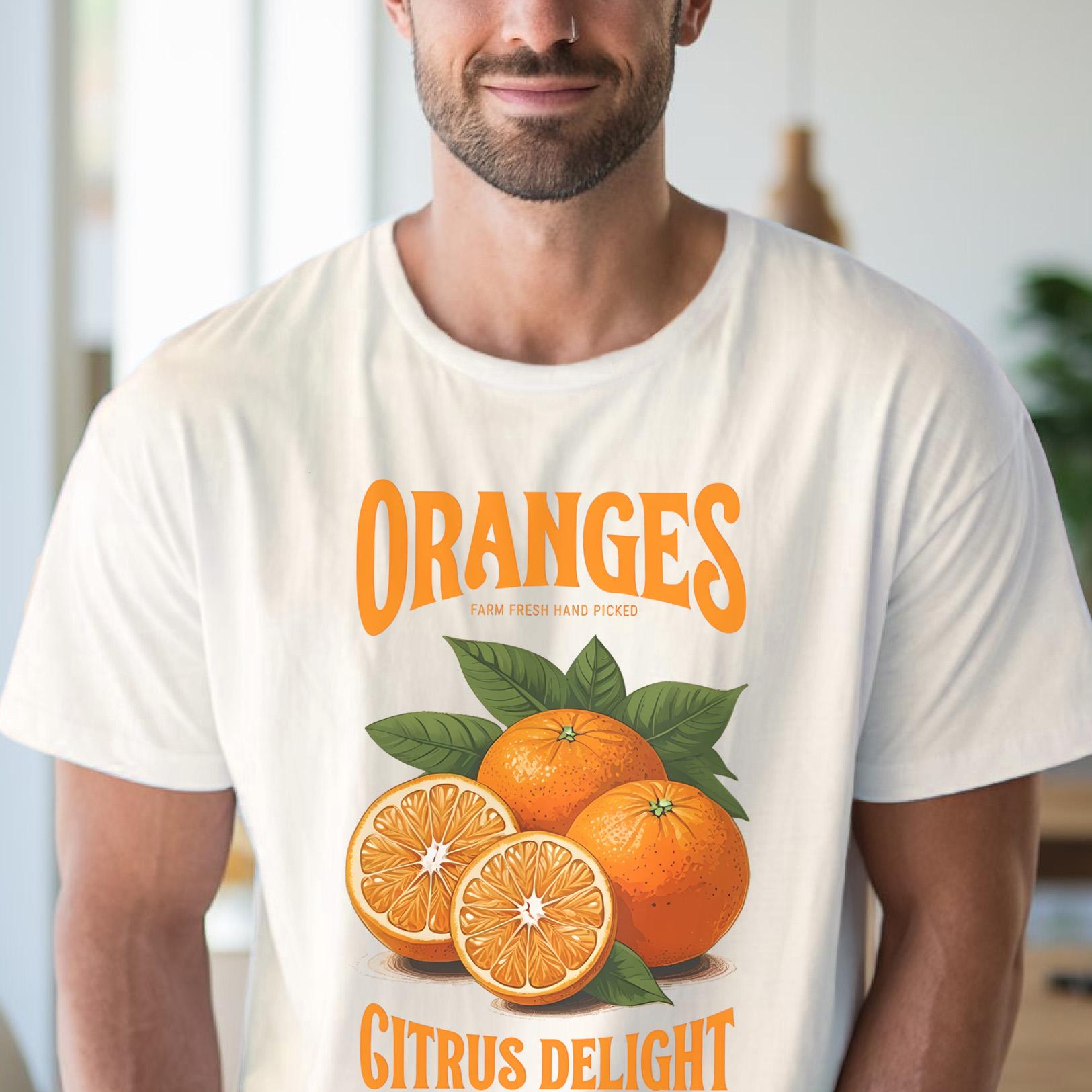オレンジのグラフィックTシャツ シトラスデライトフルーツイラスト