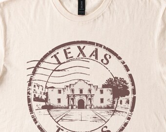 Texas Landmark Alamo Graphic T Shirt Distressed State Souvenir Tee Unique Texas Gift Shirt Historic San Antonio Building Apparel