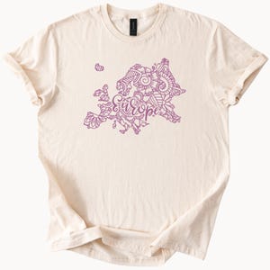 Camiseta con gráfico de mapa de Europa, doodle, países europeos dibujados a mano, geografía artística, regalo para amantes de los viajes, algodón suave