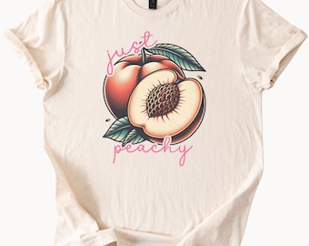 Just Peachy T Shirt Süßes Obst Grafik T-Shirt Trendy Sommer Top