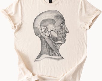 Anatomical Head Muscles Diagram Shirt Science Human Anatomy Medical Illustration Tee Unique Biology Graphic Drawing T Shirt