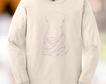 Draped Torso Fragment with Pooling Fabric Long Sleeve Tee