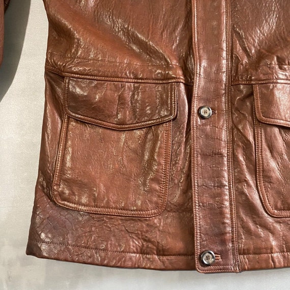 Vintage Leather coat Adult Size XL brown buttery … - image 5