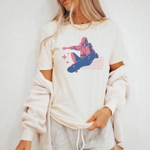 Skateboarder T Shirt Retro Skateboarding Tee 90s Style Graphic Top